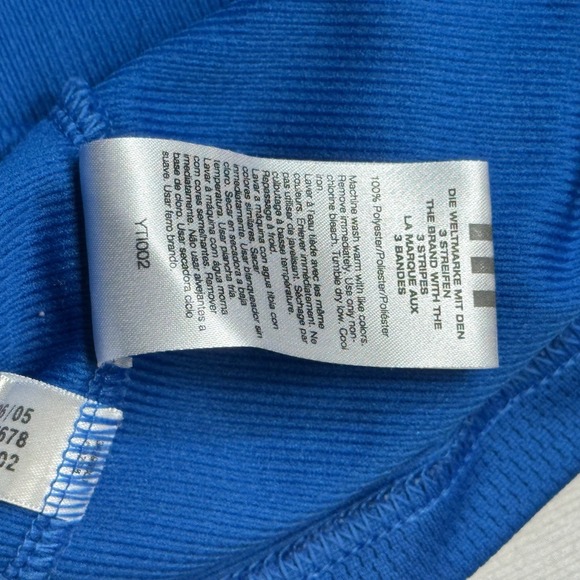 Adidas Long Sleeve Heavyweight‎ Shirt Size L Large Blue Black Stripes Y2K 2006 - Picture 7 of 9